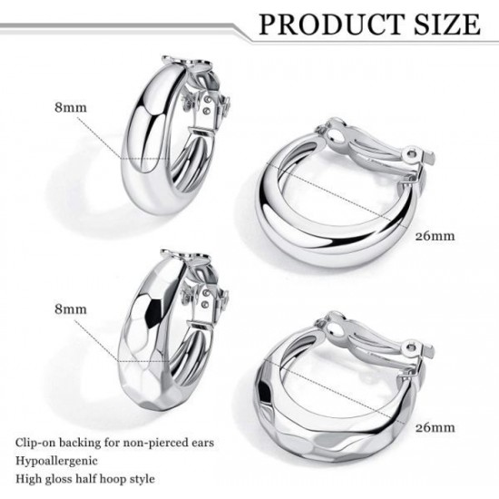 2 Pairs Geometric Chunky Hoop Clip Earrings For Women Fashion Non Pierced Clip On Earrings Jewelry 2 Pairs Geometric Chunky Hoop Clip Earrings For Women Fashion Non Pierced Clip On Earrings Jewelry